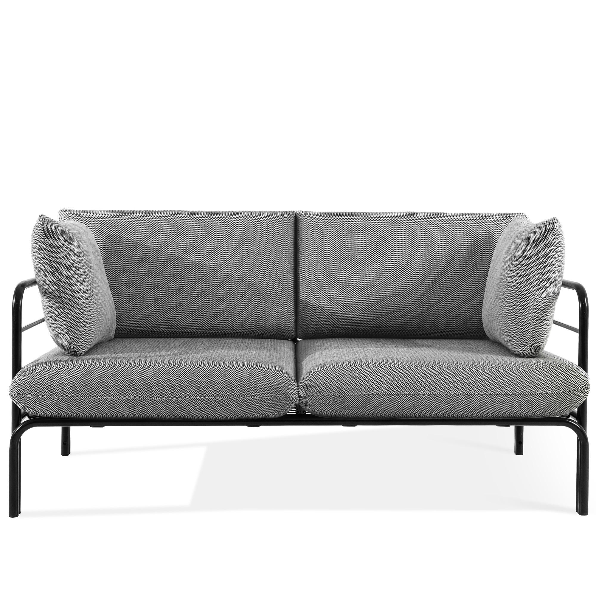 GARTENSOFA RAMBE 2-Personen mit Kissen, Anthrazit - Anthrazit/Schwarz, Textil/Metall (150/80/80cm) - KONSIMO®