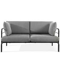 GARTENSOFA RAMBE 2-Personen mit Kissen, Anthrazit - Anthrazit/Schwarz, Textil/Metall (150/80/80cm) - KONSIMO®
