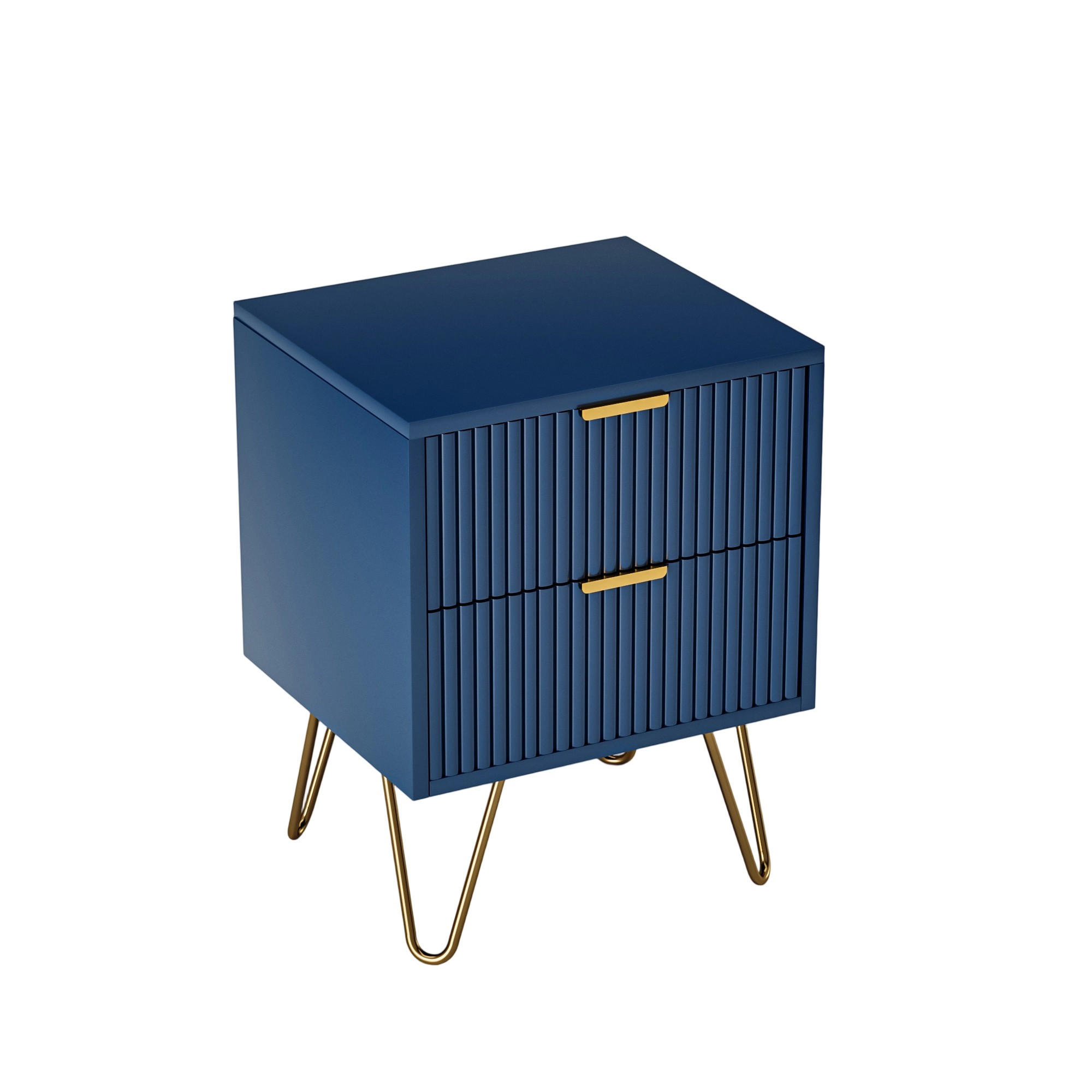 NACHTTISCH 40x35x50 cm, 2 Schubladen, modernes Design, Blau - Blau, Holz (40/50/35cm)