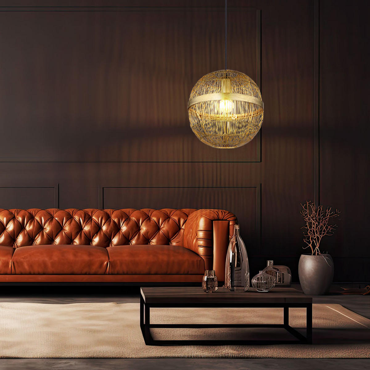 LED HÄNGELEUCHTE Metall Messing - Messingfarben, Metall (30/30/120cm) - Globo Lighting