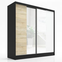 SCHWEBETÜRENSCHRANK 200 CM DUO Farbe: Schwarz | sonoma| weiß - Schwarz/Braun, Holzwerkstoff (200/215/60cm) - A&J MöbelLand