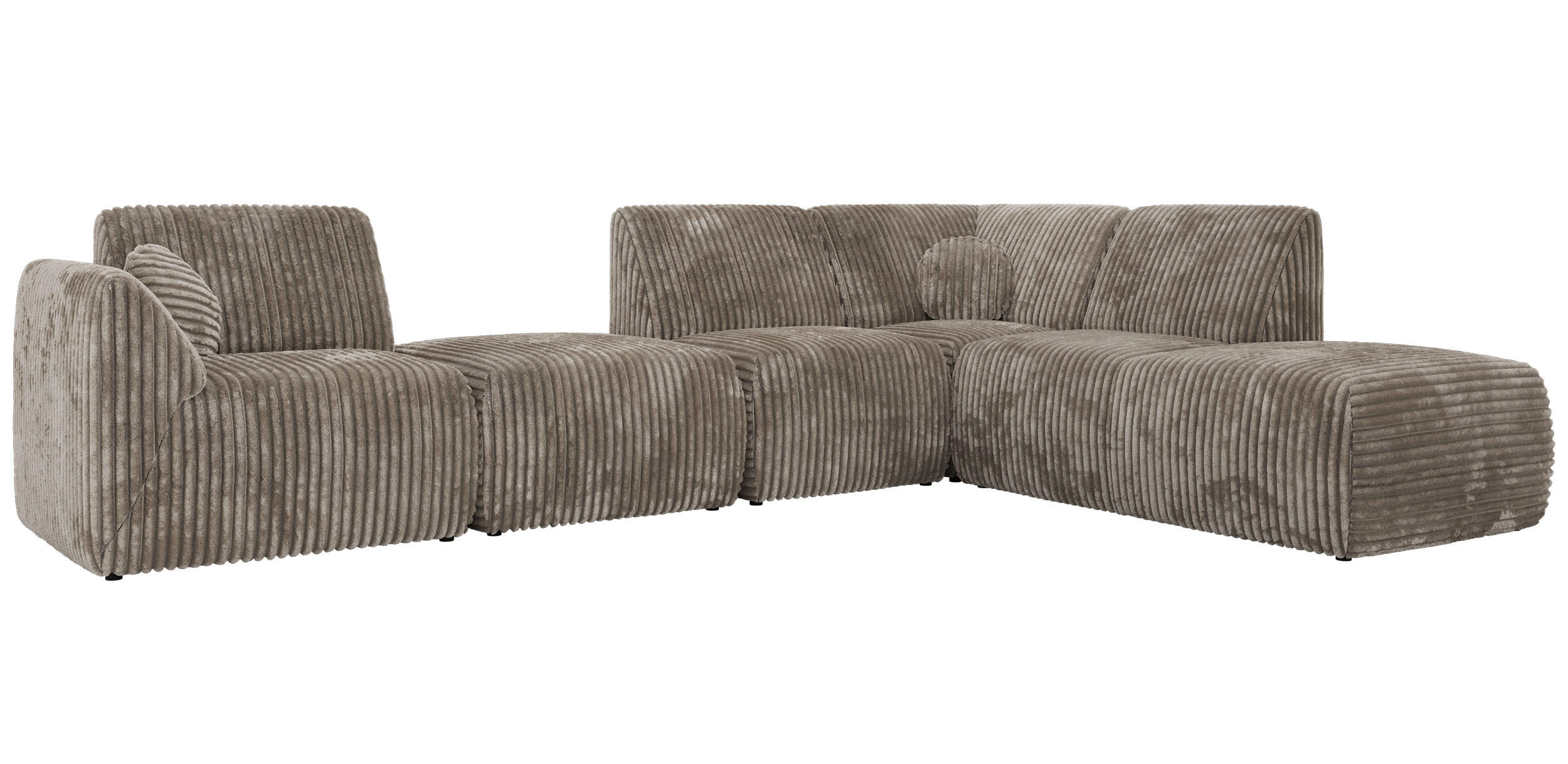 ROHOVÁ SEDAČKA NOARA 6M L Světle hnědá Manšestr - Pravá - černá/světle hnědá, textil/plast (355/244cm) - MKS