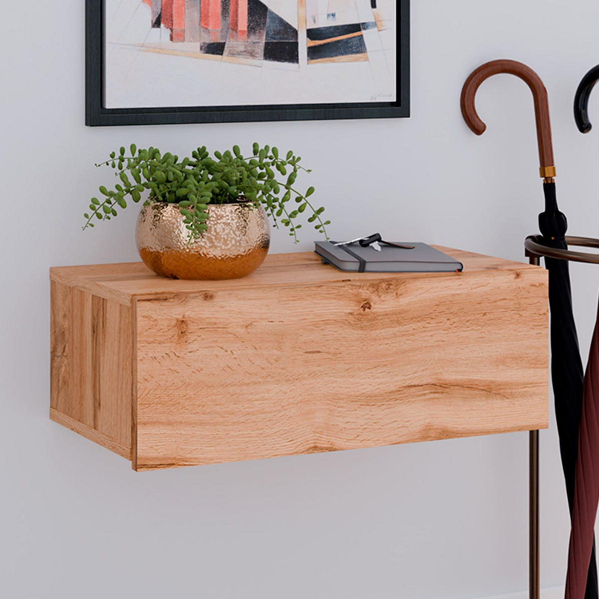 HÄNGENDER NACHTTISCH NANI Wotan Eiche - Eiche Wotan, Holzwerkstoff (60/21/27cm) - IDIMEX