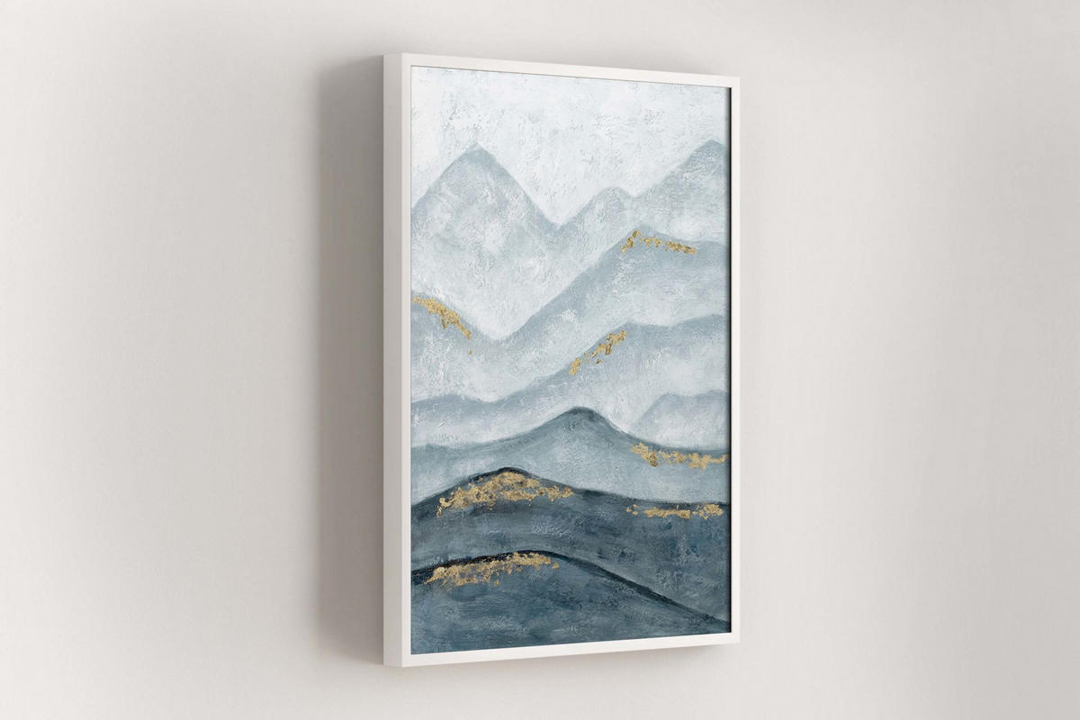 RUČNE MAĽOVANÝ AKRYLOVÝ OBRAZ 75/100 cm, petrolejový, prírodný a botanický motív - petrolejová, drevo/textil (75/100cm) - KUNSTLOFT