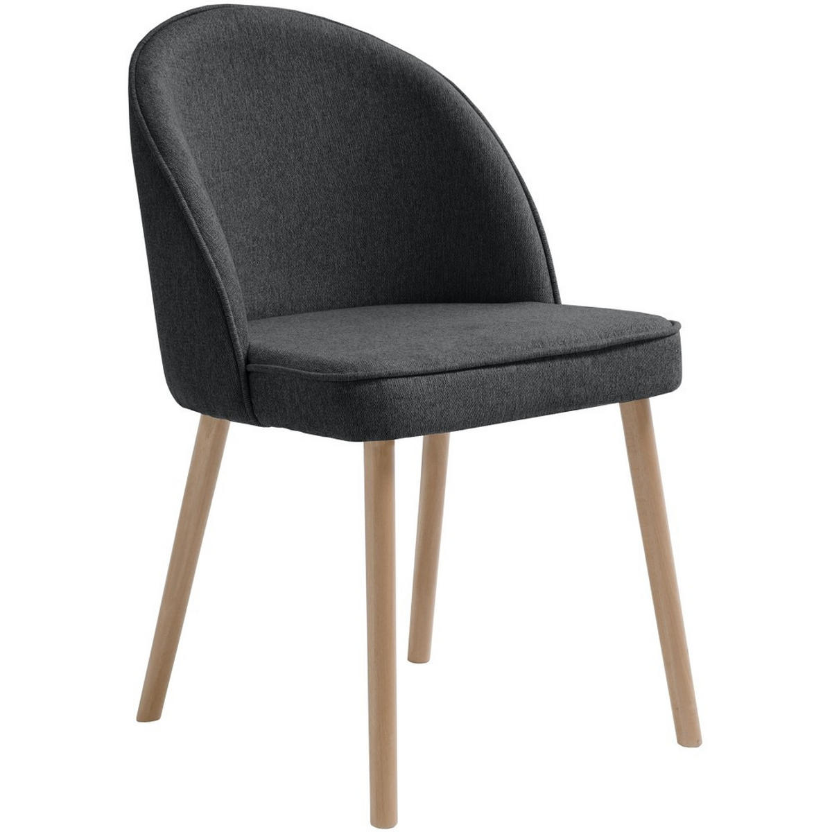 STUHL Luna, Polsterstuhl für das Esszimmer mit Buchenholzbeinen, Dunkelgrau - Dunkelgrau/Buchefarben, Holz (51/87/46cm) - Beautysofa