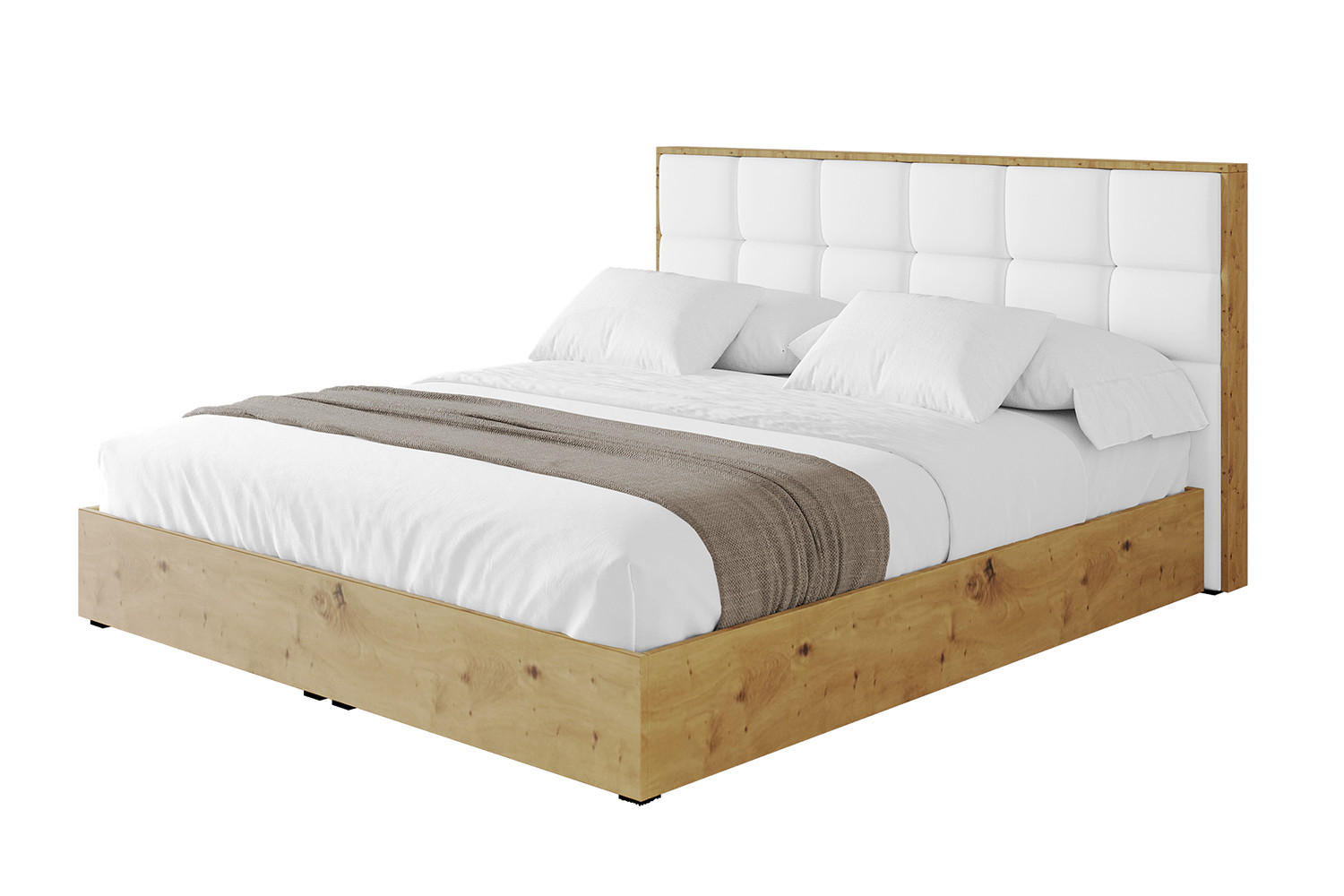 POLSTERBETT mit Bettkasten und Lattenrost, Boxbett ohne Matratze - ENZO2 160x200 Weiß Kunstleder - Weiß Hochglanz, Holzwerkstoff/Textil (160/200cm) - ALTDECOR