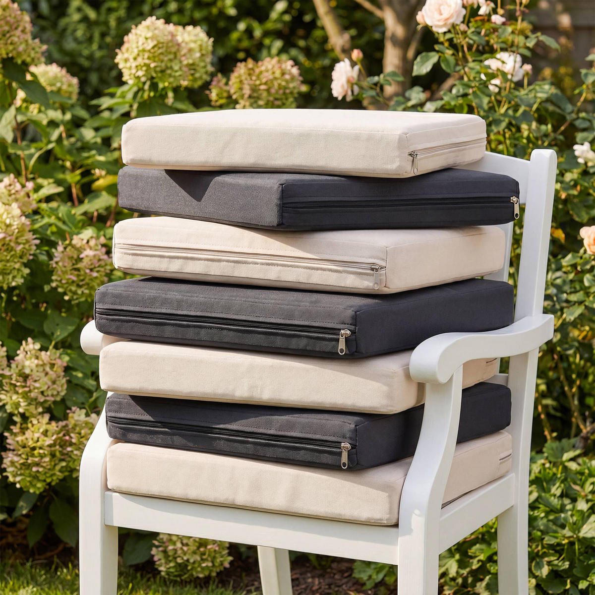 GARTENSTUHL eckig 51/43/5 cm Stoff Dunkelgrau - Dunkelgrau, Textil (51/5/43cm) - CLP