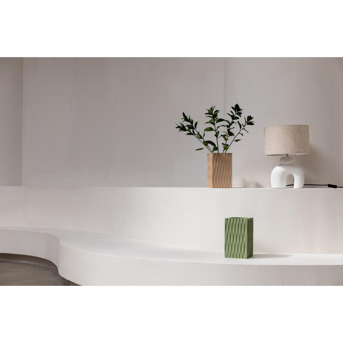 TISCHLAMPE Bibi Off-White - Weiß, Stein (30/30/41.5cm) - Zuiver