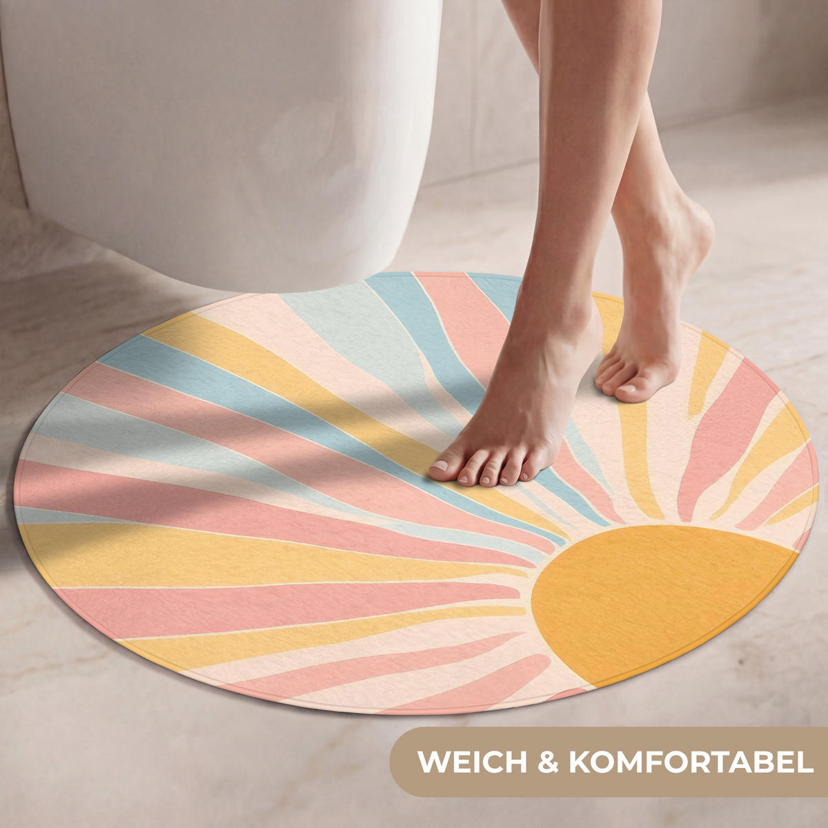 WC PŘEDLOŽKA Ilustrace - Slunce - Pastelové barvy 70x70 cm - pastelově modrá, textil/plast (70/1cm) - OnlyWow