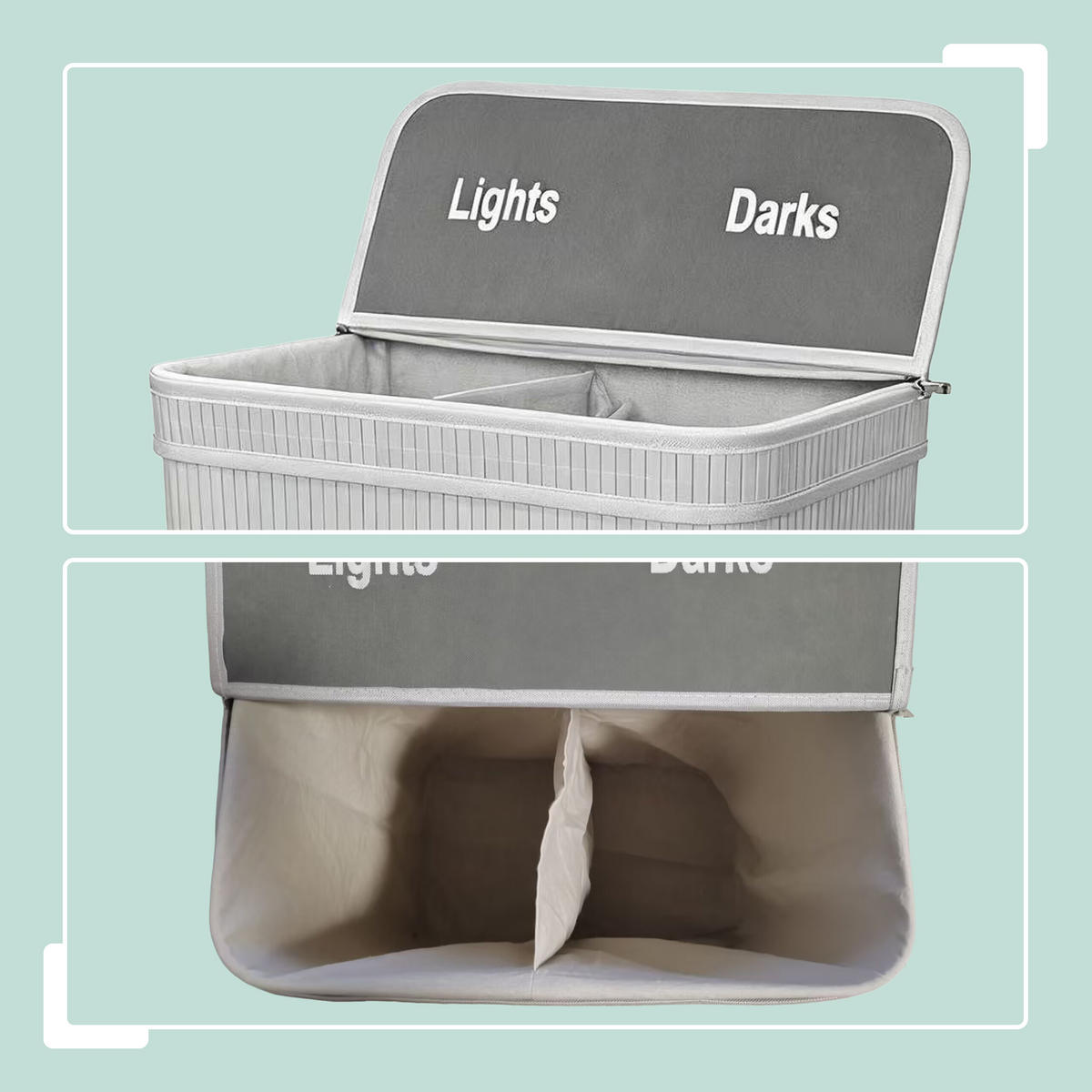 WÄSCHEKORB - Grau, Holz/Textil (52/60/32cm) - Relaxdays