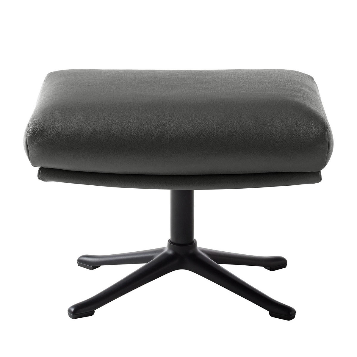 HOCKER mit Kreuzfuß - Schwarz/Grau, Leder/Metall (54/41/41cm) - home24