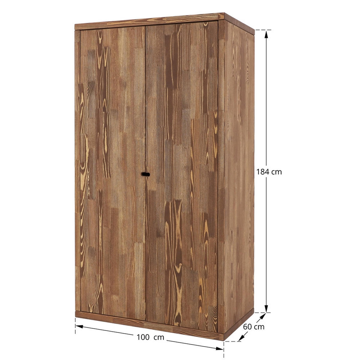 KLEIDERSCHRANK aus Massivholz MARIKA - Dunkelbraun, Holz (100/184/60cm) - Seart