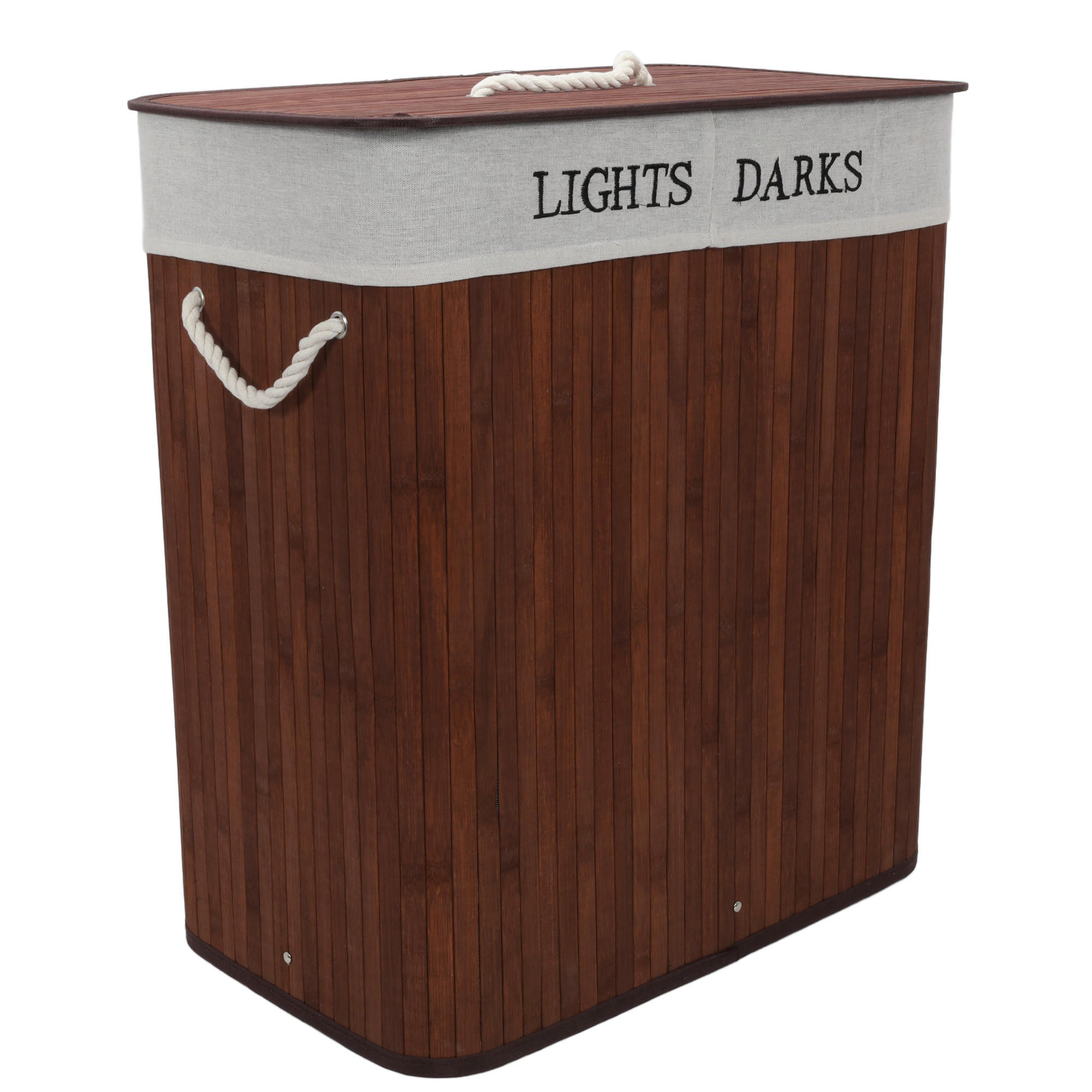 WÄSCHKORB Bambus Svana 2 Fächer 100 l - Braun, Naturmaterialien (32/60/52cm) - NUXIO
