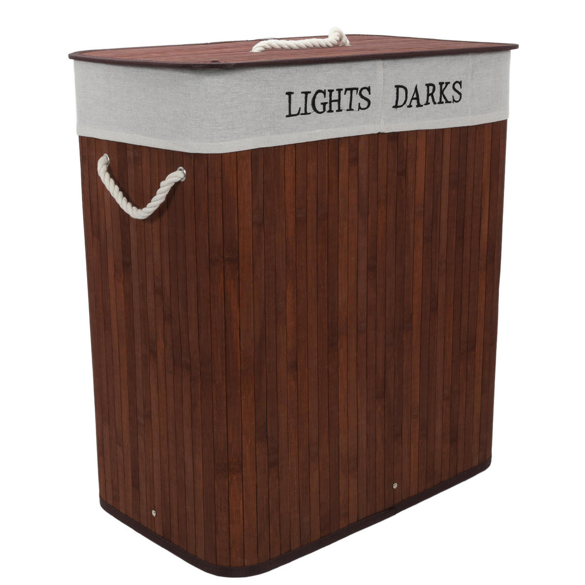 WÄSCHKORB Bambus Svana 2 Fächer 100 l - Braun, Naturmaterialien (32/60/52cm) - NUXIO