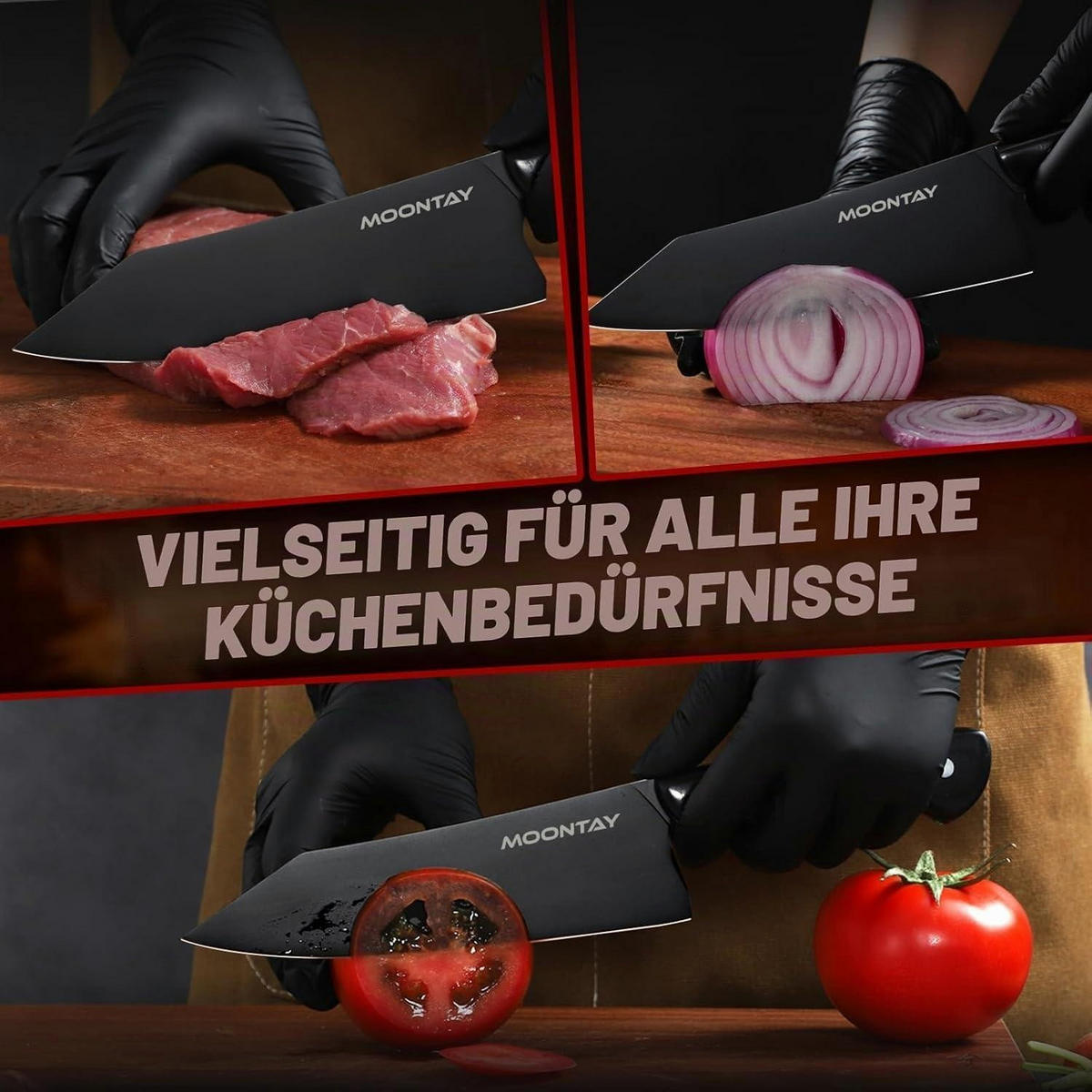 KOCHMESSER 17 cm mit schwarzer Titan-Beschichtung - Schwarz, Metall (28.7cm)