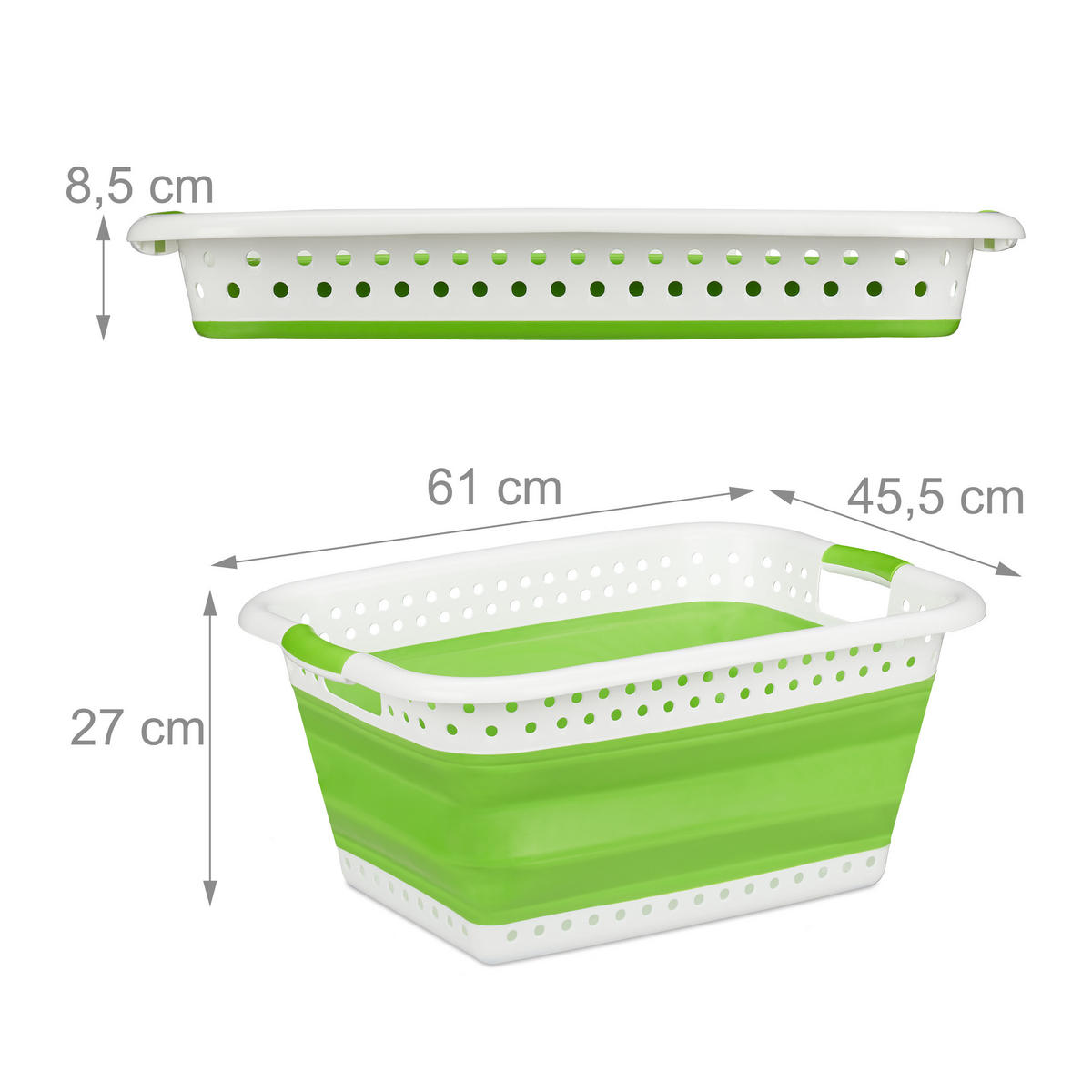 KÔŠ na prádlo - zelená, plast (61/27/45.5cm) - Relaxdays