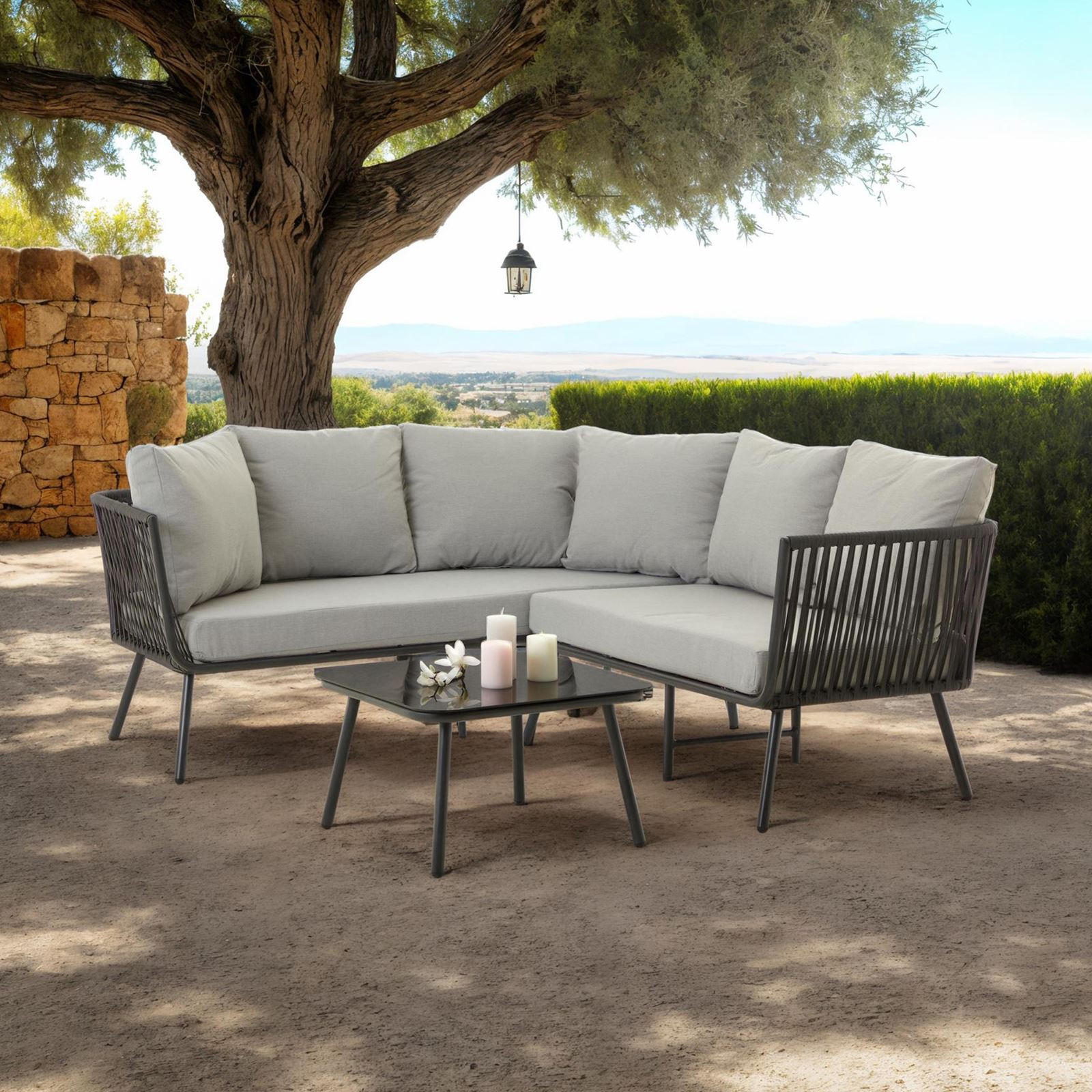 GARTENMÖBEL-SET JAKARTA - Schwarz/Grau, Metall - CARO-Möbel