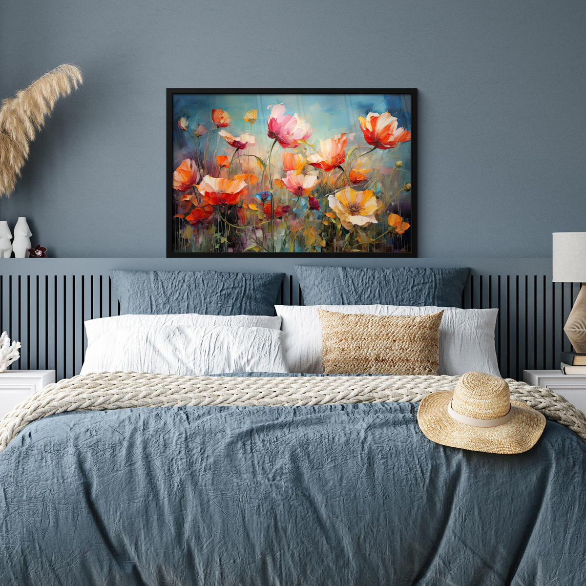 ZARÁMOVANÝ PLAGÁT Kvety - Akvarel - Umenie - Botanické - Príroda 90x60 cm - oranžová, papier (90/60cm) - MuchoWow