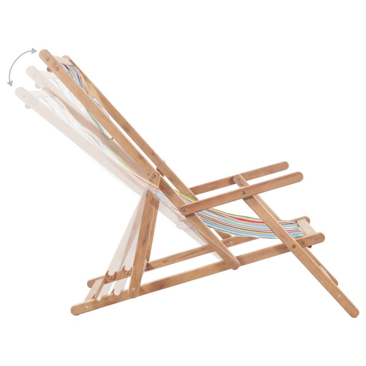 STRANDSTUHL Klappbar Stoff Und Massivholz Mehrfarbig - Multicolor, Holz (60/95/127cm) - vidaXL