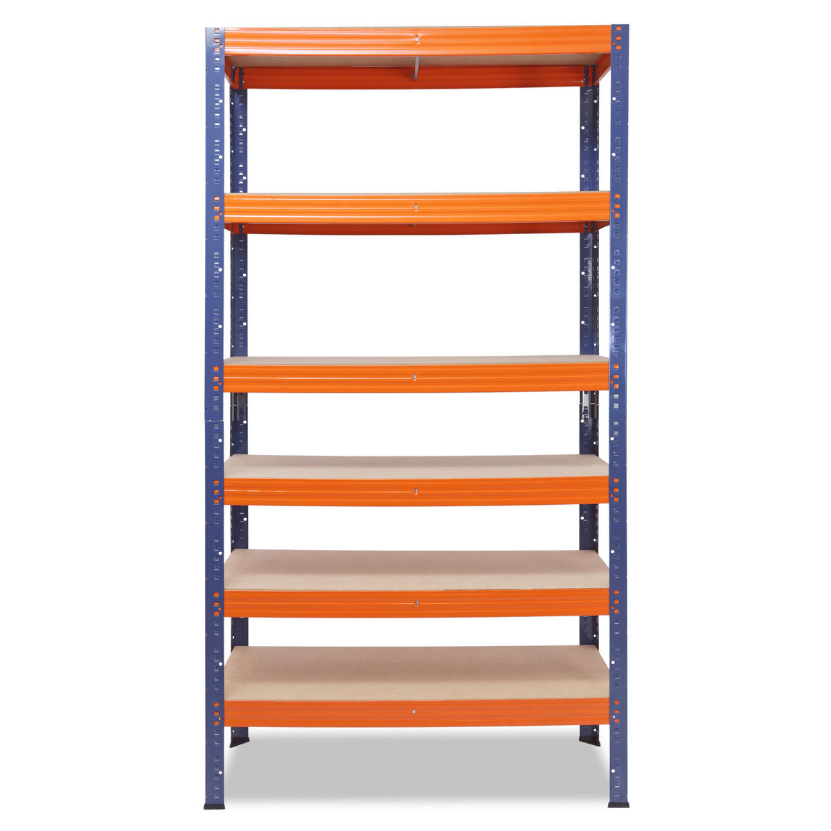 SCHWERLASTREGAL PRO 200x60x50 cm in blau-orange mit 6 Böden und 166 kg Traglast pro Boden - Multicolor, Metall (60/200/50cm) - shelfplaza