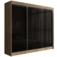 KLEIDERSCHRANK PEKA mit LED - 250 cm - Eichefarben|Schwarz - Eichefarben/Schwarz, Holzwerkstoff (250/215/61cm) - ALTDECOR