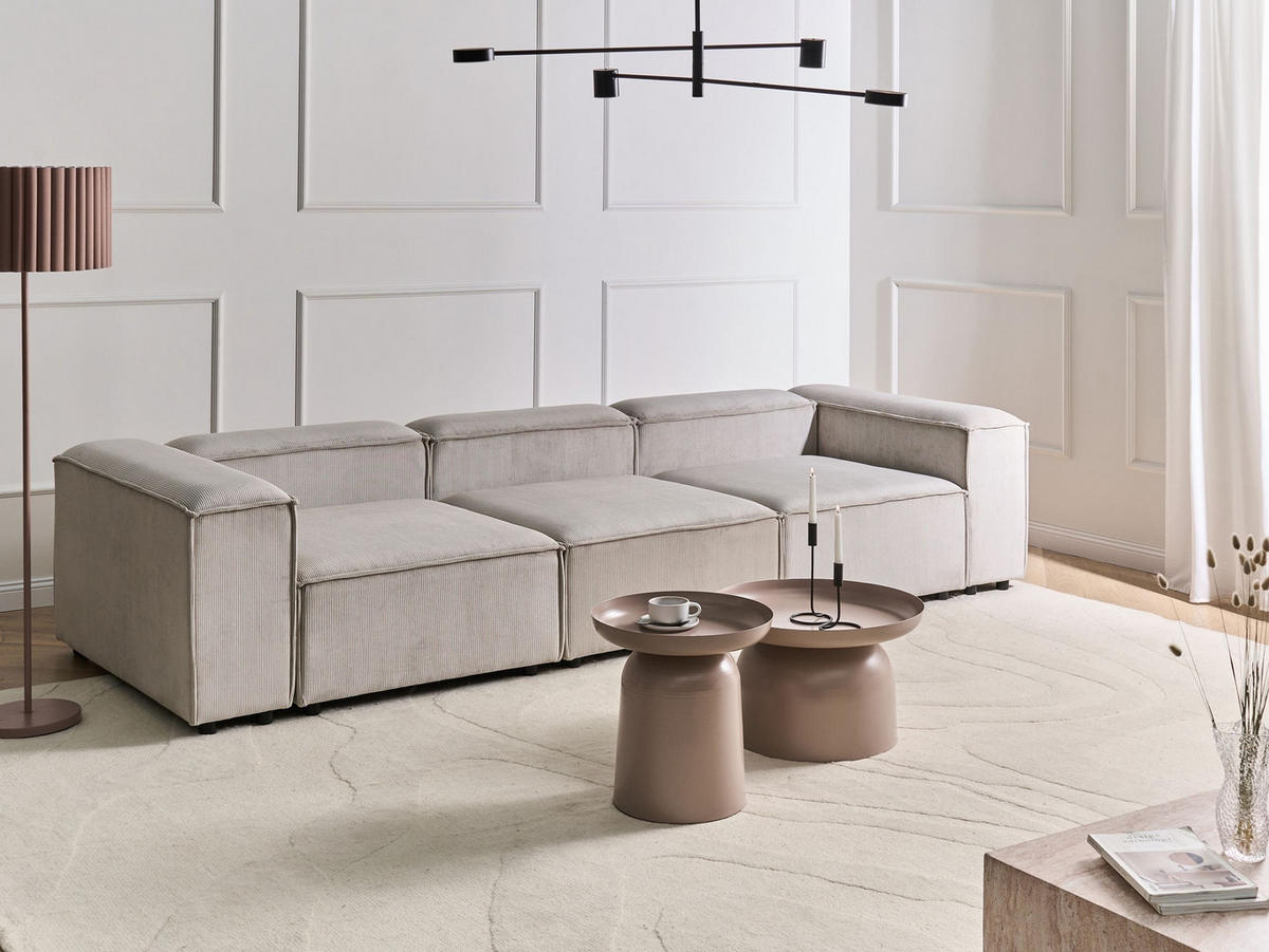3-SITZER-MODULSOFA Cord Taupe Ardal - Taupe, Textil (328/68/120cm) - Beliani