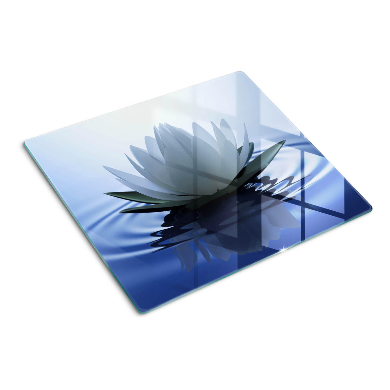 GLASPLATTE 60x52 cm Seerose - Blau, Glas (60/0.4/52cm) - TULUP