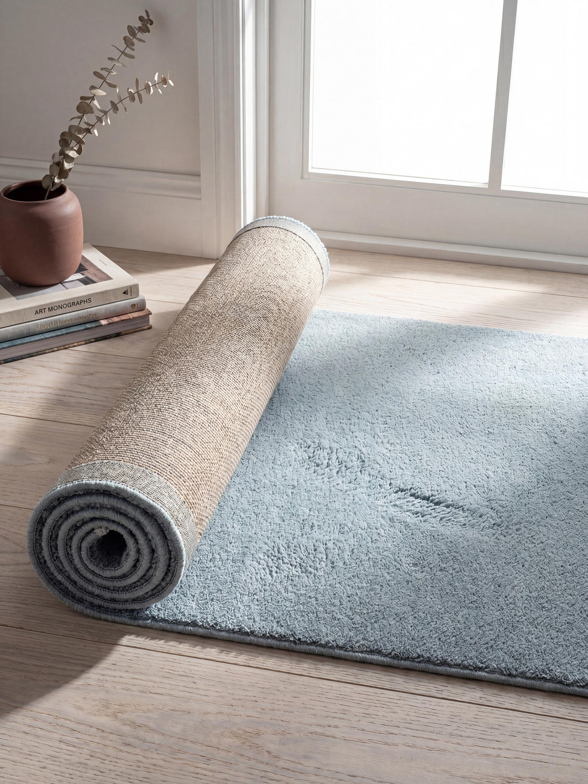 TEPPICHLÄUFER Antirutsch Uni ALDAN Polyester Blau 60 x 110 cm - Blau, Textil (60/110cm) - KADIMA DESIGN