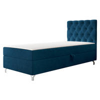 BOXBETT Chester 1, Seite: Rechts - Silberfarben/Dunkelblau, Holz/Textil (90/200cm) - MIRJAN24