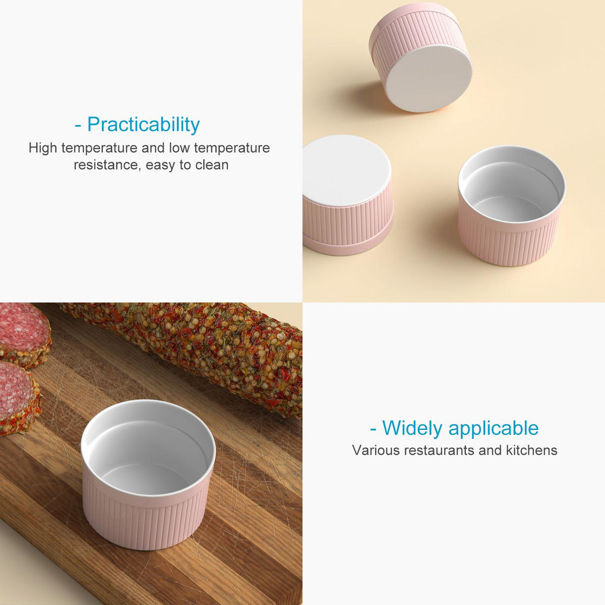 SOUFFLE AUFLAUFFORM Porzellan (6-tlg.) - Pink, Keramik (7.8/4.6/7.8cm) - Intirilife