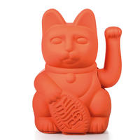 WINKEKATZE Lucky Cat Maneki Neko, Kunststoff, Neon Orange, 15 cm - Orange, Kunststoff (10.5/15/8.5cm) - Donkey Products