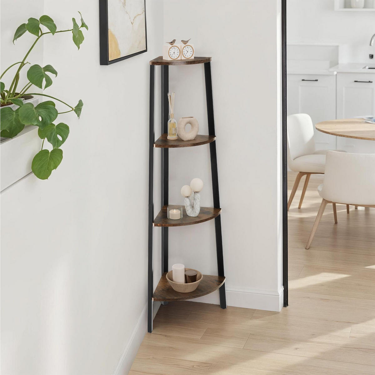 ECKREGAL Newbridge,inklusive Kippschutz, 34 x 34 x 125 cm,Industrial Holz dunkel, rustikal - Rostfarben, Holzwerkstoff (34/125/34cm) - tectake