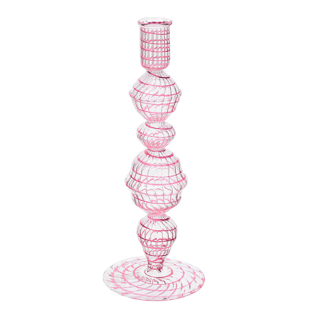 KERZENHALTER Glass wirbel rosa m 22 cm - Rosa, Glas (9.5/22.86/9.5cm) - Pip Studio
