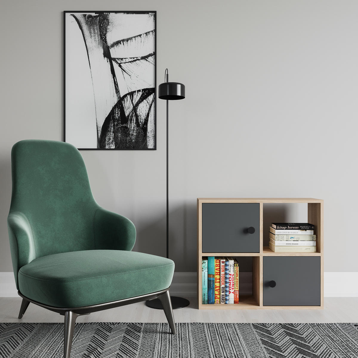 BÜCHERREGAL Tuttle Eiche Anthrazit - Eichefarben/Grau, Holzwerkstoff (25/63.2/72cm) - Decorotika