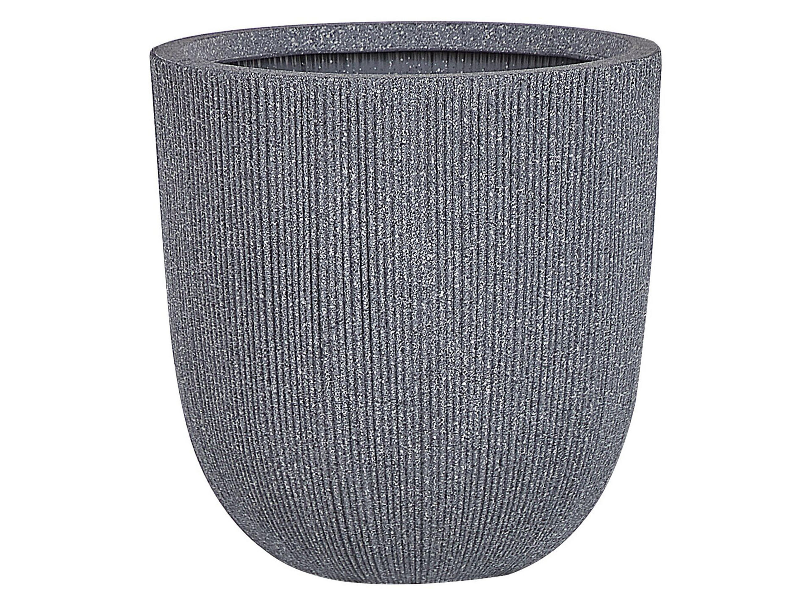 BLUMENTOPF grau rund 37/37/38 cm Chios - Grau, Naturmaterialien (38cm) - Beliani