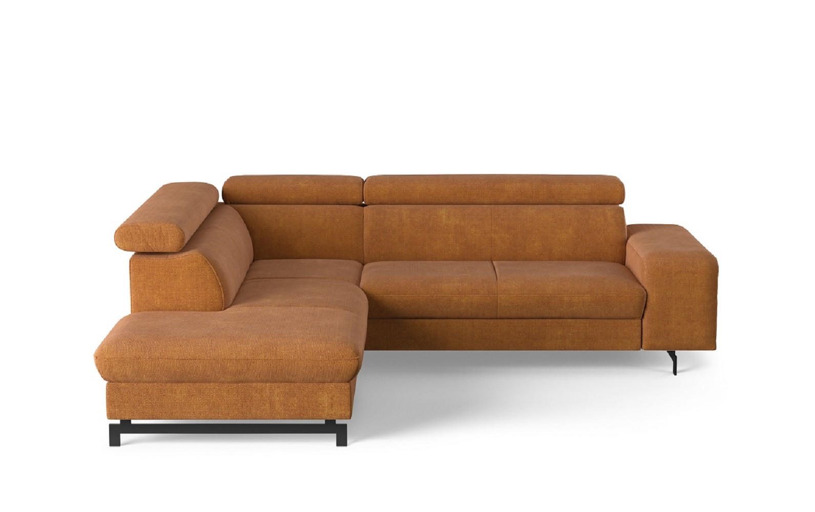 ECKSOFA mit Schlaffunktion und Bettkasten - Cognac/Schwarz, Kunststoff/Textil (262/215cm) - Cotta
