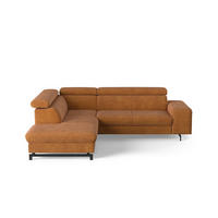 ECKSOFA mit Schlaffunktion und Bettkasten - Cognac/Schwarz, Kunststoff/Textil (262/215cm) - Cotta