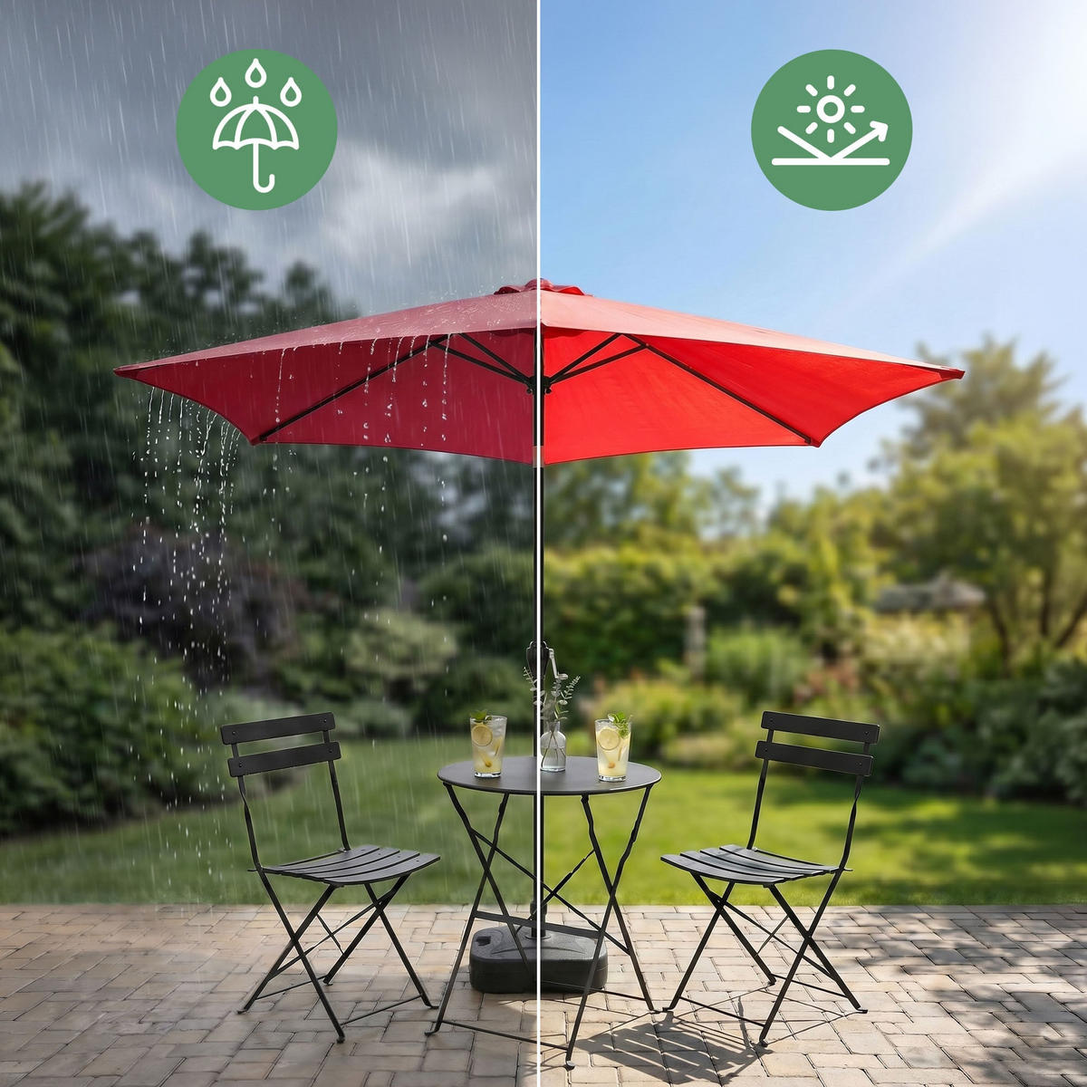 SONNENSCHRIM Rot 235/270 cm - Rot/Schwarz, Metall (270/270cm) - Akord