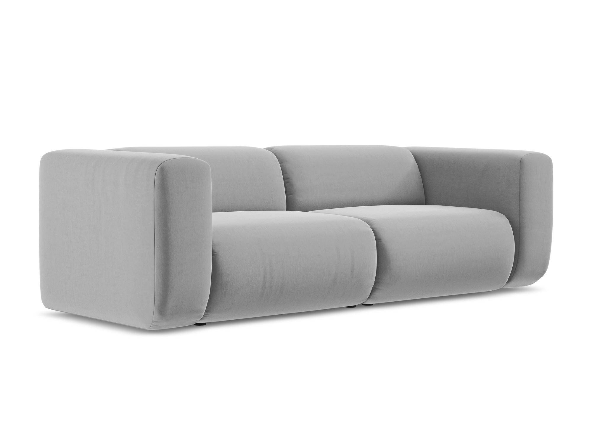 3-SITZER SOFA Samt Stoff Grau - Schwarz/Grau, Kunststoff/Textil (228/70/89cm) - Makamii