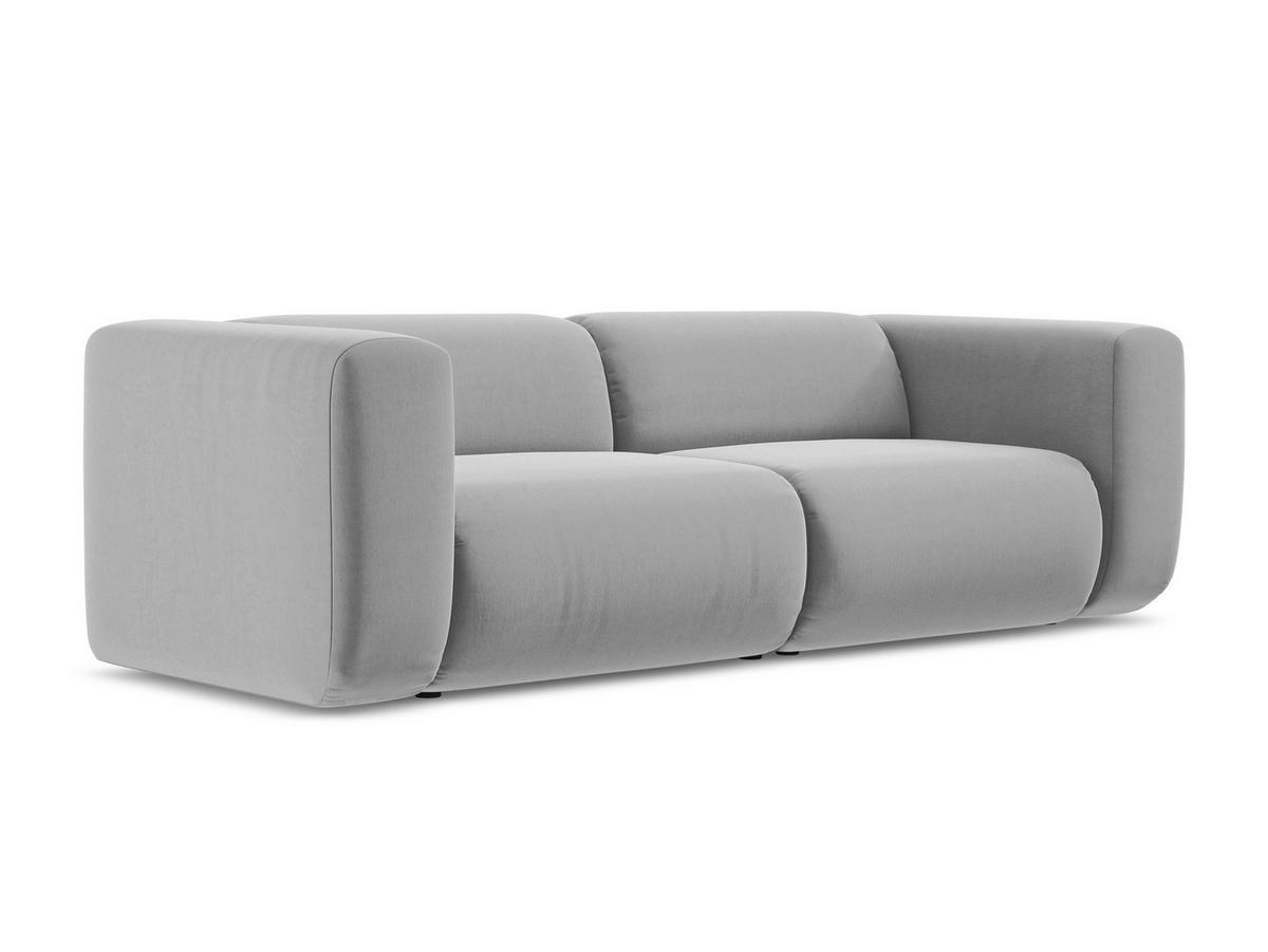 3-SITZER SOFA Samt Stoff Grau - Schwarz/Grau, Kunststoff/Textil (228/70/89cm) - Makamii