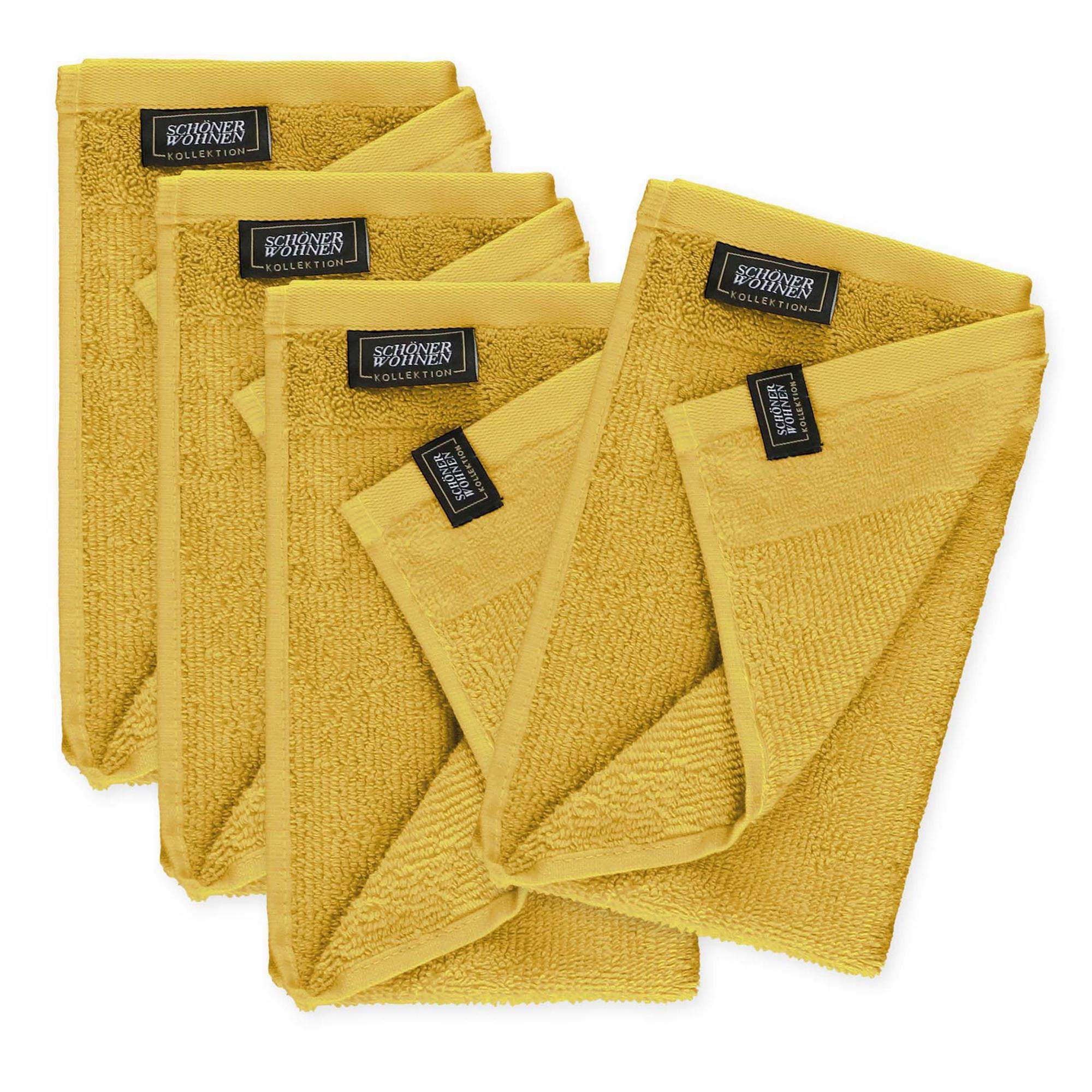 GÄSTEHANDTUCH 4ER SET AUS 100 % BAUMWOLLE SENSE - Gelb, Textil (30/50cm) - Schöner Wohnen