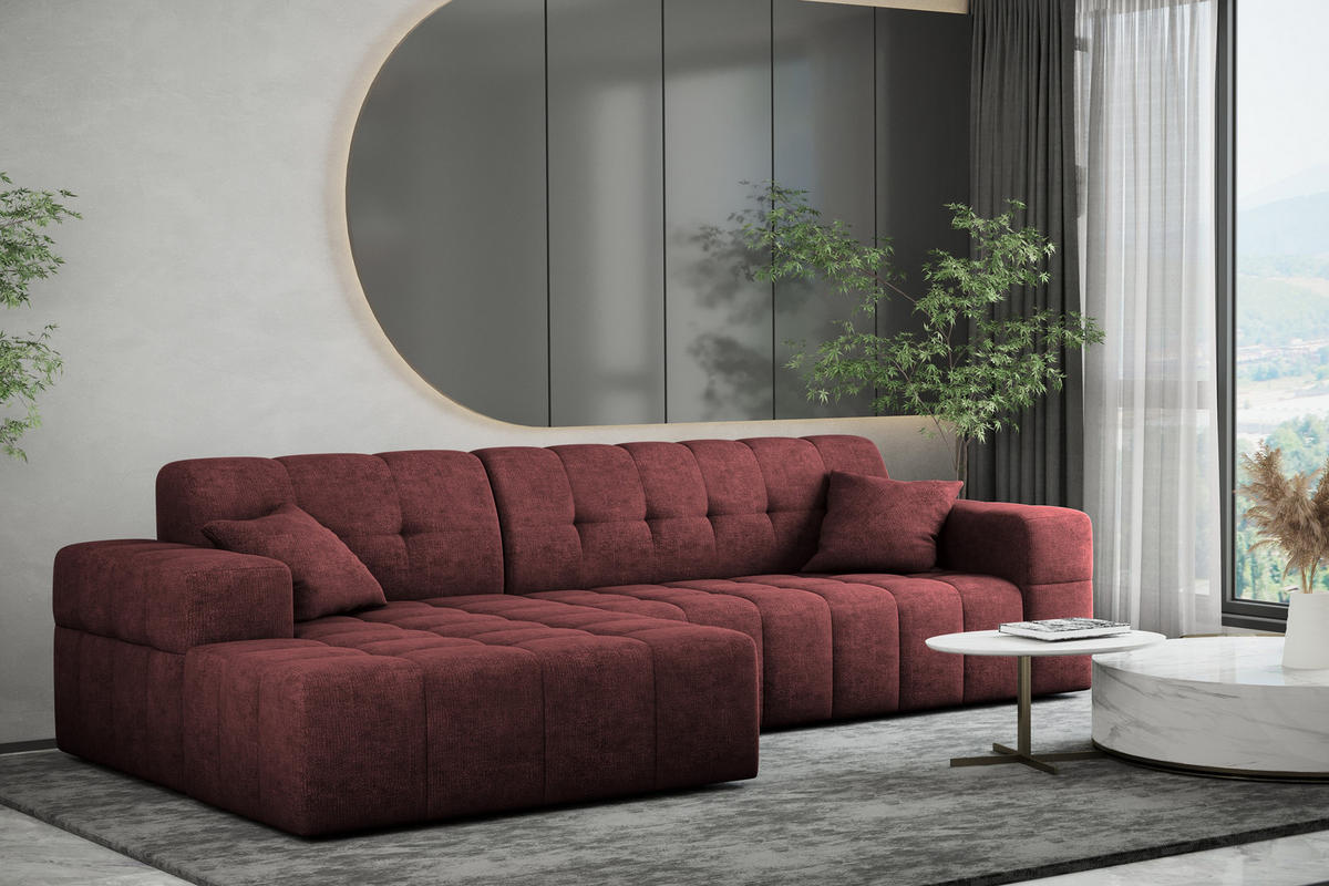 ECKSOFA NIMES Stoff Perfect Harmony Rotwein Links - Rot, Holz/Kunststoff (168/265cm) - Kaiser Möbel