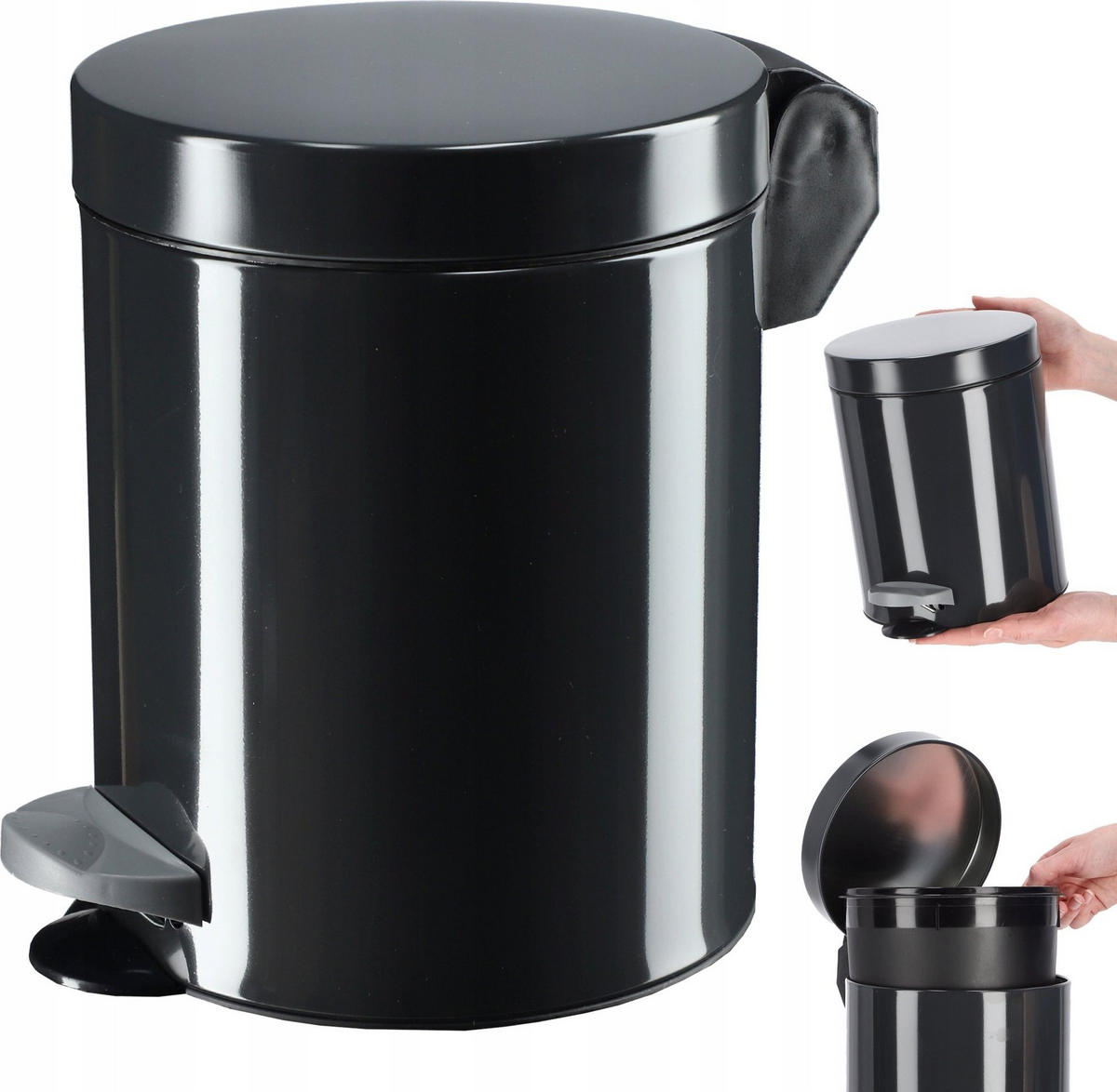 MÜLLEIMER 5L Anthrazit - Anthrazit, Metall (18.7/18.7cm) - KADAX