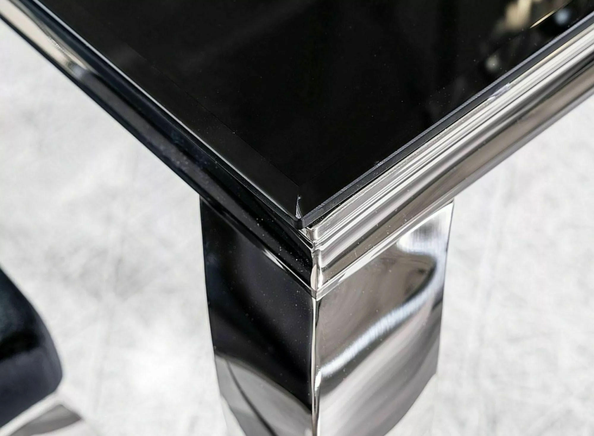 ESSTISCH Prince schwarz / Chrom 180 / 90 / 75cm - Schwarz/Grau, Glas/Holz (90/180/75cm) - Feldmann-Wohnen