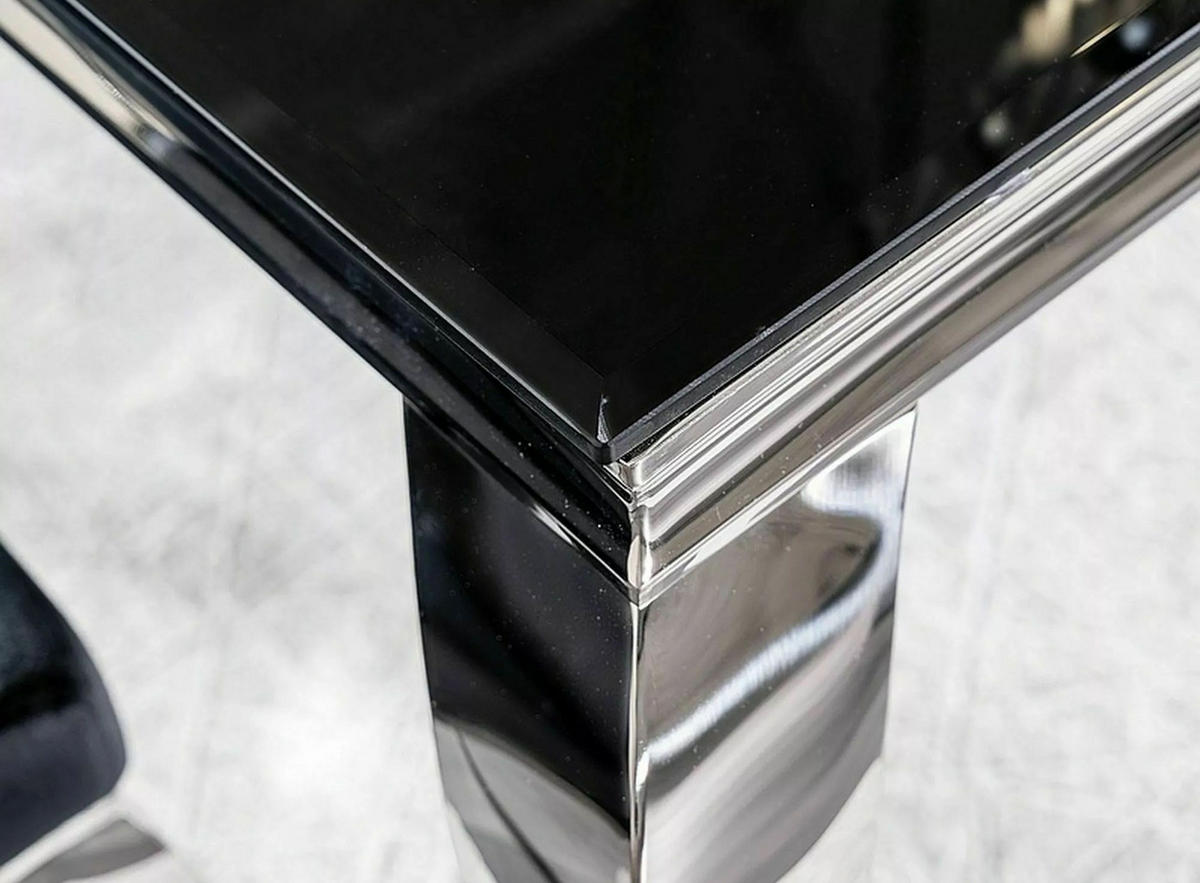 ESSTISCH Prince schwarz / Chrom 180 / 90 / 75cm - Schwarz/Grau, Glas/Holz (90/180/75cm) - Feldmann-Wohnen