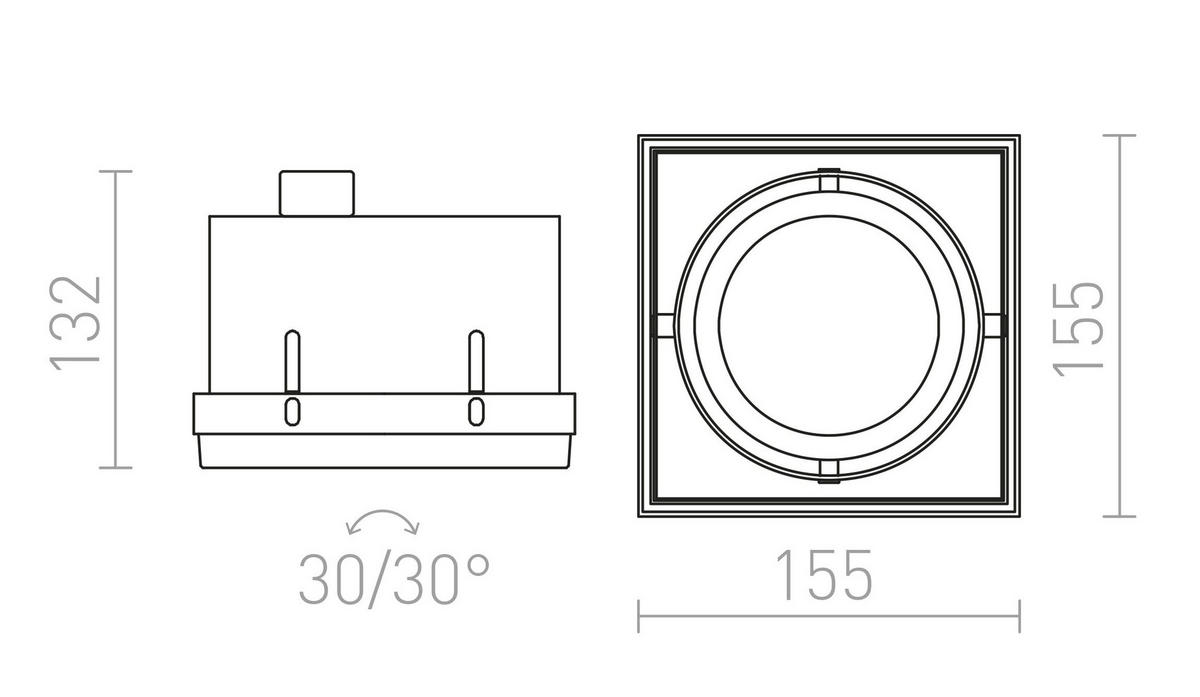 EINBAULEUCHTE ELECTRA I Schwarz 15 W - Schwarz, Metall (155/155/15cm) - Rendl