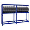 REIFENREGAL Tiger 2er-Set mit 2x 180x130x50 cm bis zu 24 Reifen mit Fachboden Blau - Blau, Metall (260/180/50cm) - PROREGAL