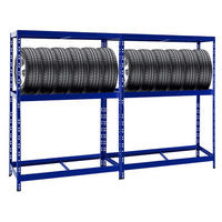 REIFENREGAL Tiger 2er-Set mit 2x 180x130x50 cm bis zu 24 Reifen mit Fachboden Blau - Blau, Metall (260/180/50cm) - PROREGAL