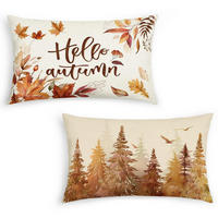 KISSENBEZUG 2er Set 30 x 50 cm Herbst Design Polyester Leinen - Multicolor, Textil (30/50cm)