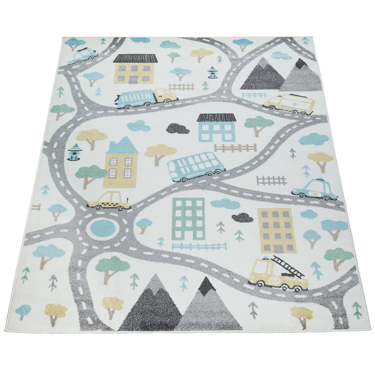 KINDERTEPPICH Roadmap Kinderzimmer schmutzabweisend Creme Rechteckig 133x190 - Beige, Textil (133/190cm) - KADIMA DESIGN